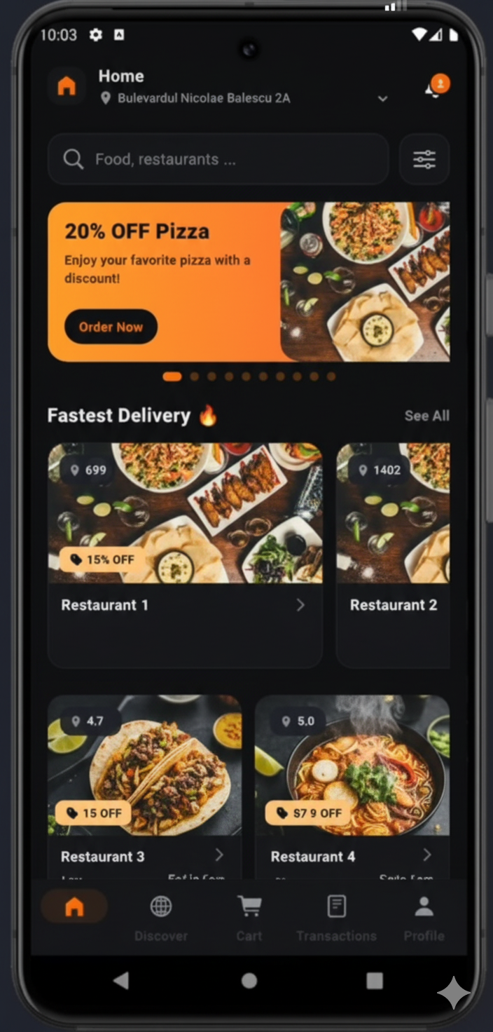 Pantalla principal de la app Bringui mostrando restaurantes y ofertas